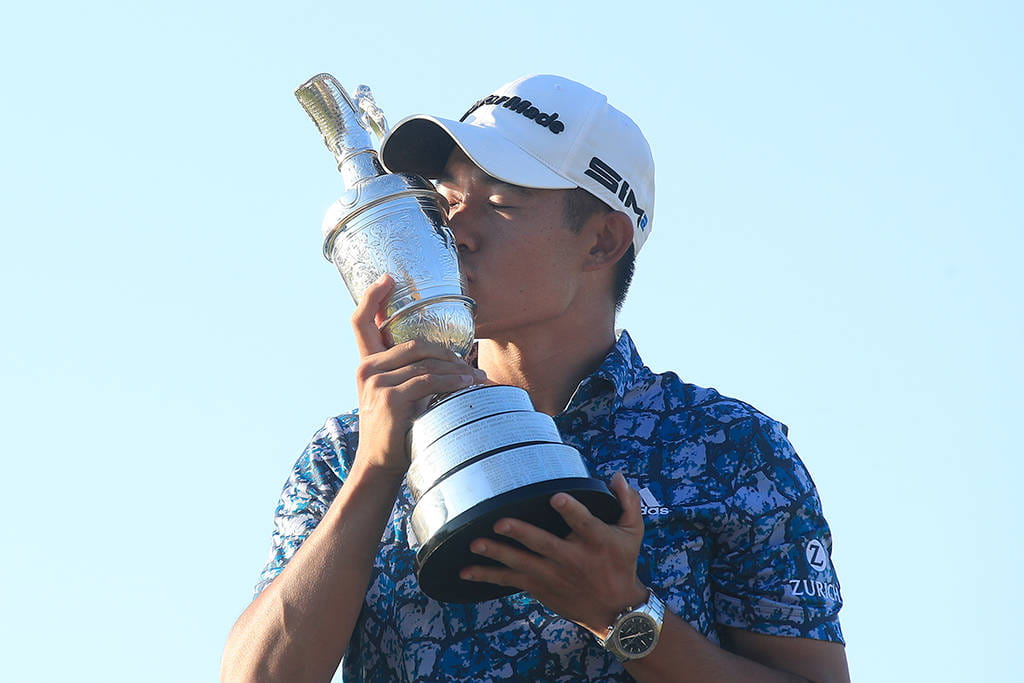 Collin Morikawa Claret Jug kiss